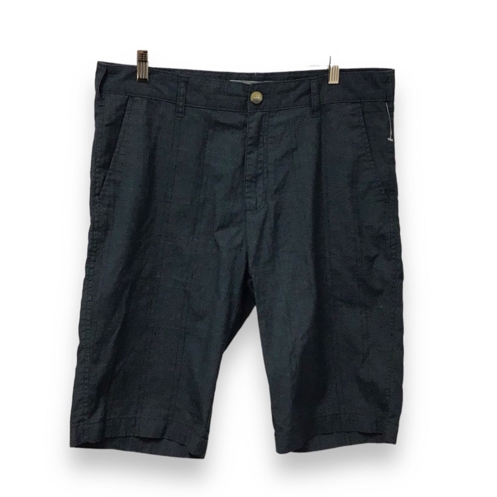 Method Mens 12” Flat Front Chino Bermuda Shorts, Blue Check, size 36